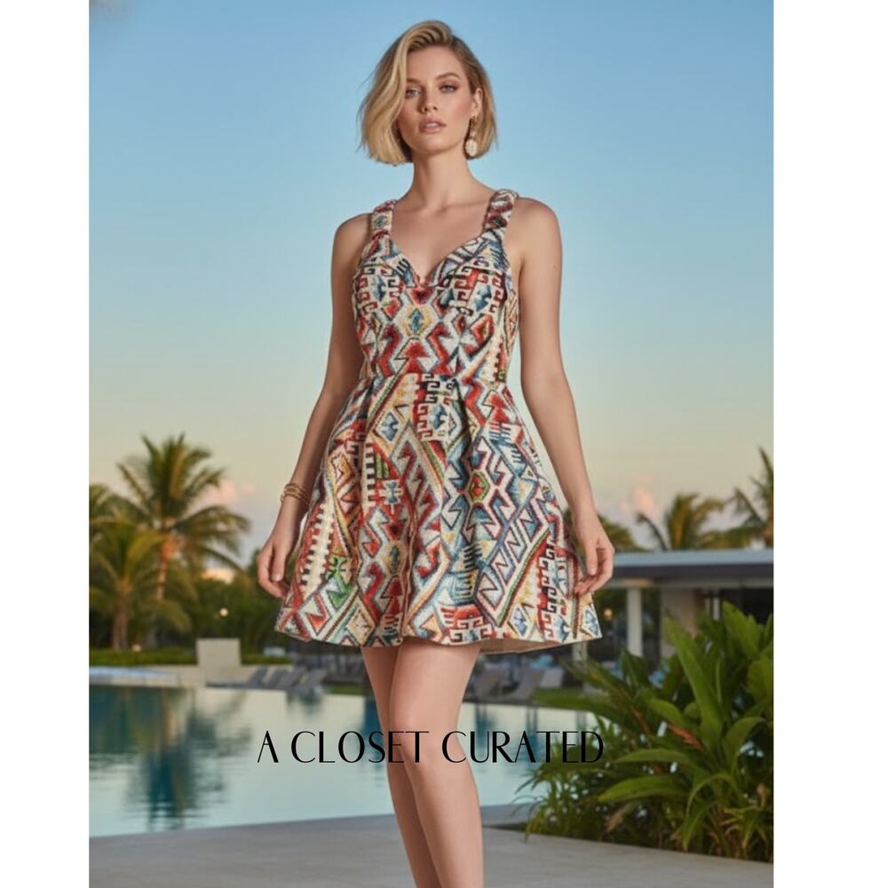 Autumn Adeigbo Keava Tribal Jacquard Mini Dress Size 0 NEW